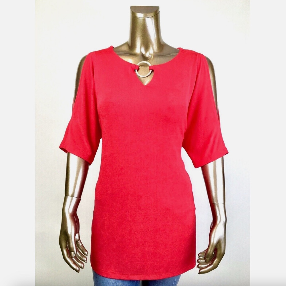 *NWT CLOSING SALE - CHICO'S $89 COLD-SHOULDER TUNIC  2 ( L )